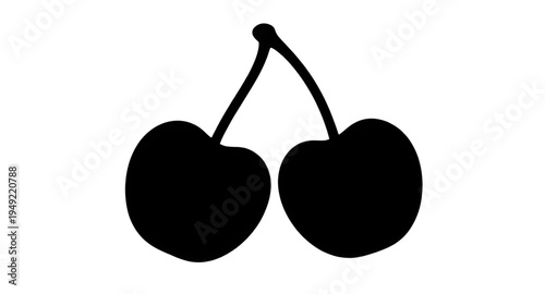 cherry, cherries, fruit, berry, sweet, fresh, ripe, juicy, food, dessert, snack, organic, natural, plant, botanical, stem, leaf, leaves, pair, twin, silhouette, shadow, black, outline, shape, icon, sy