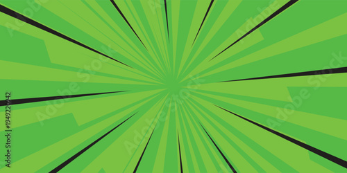 green pop art comic book style retro background with exploding rays