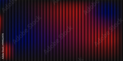 Abstract vertical stripes of deep blue and vibrant red create a dynamic, textured background with a digital feel.