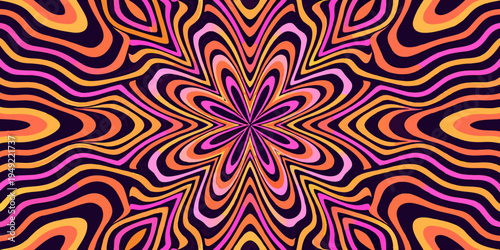 Vibrant swirling psychedelic pattern with orange pink and purple hues