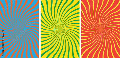Colorful Abstract Spiral Background Set – Vibrant Swirl Pattern Design Collection