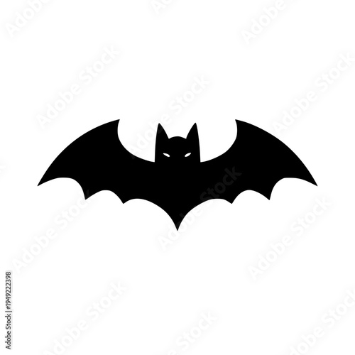 Black Bat Silhouette Icon – Spooky Halloween Vector Graphic and Vampire Bat Symbol