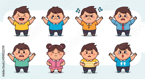 cartoon kids expressing various emotions