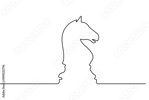 Chess knight horse head continuous one line vector art minimalist design