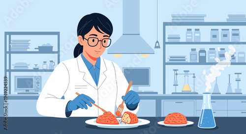 Female Scientist Conducting Laboratory Food Experiment.