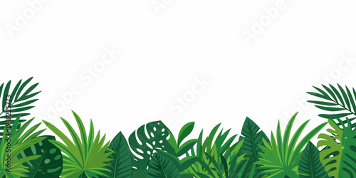 Tropical foliage arrangement forming a vibrant green border design