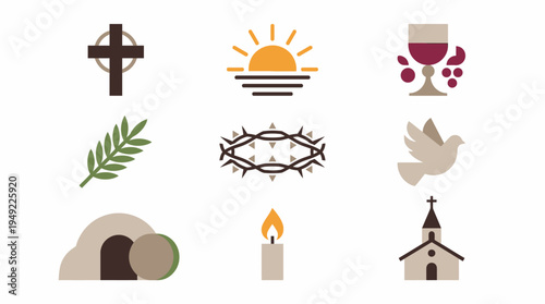 A vector illustration set of burning candles featuring silhouette design icons and holiday symbols
