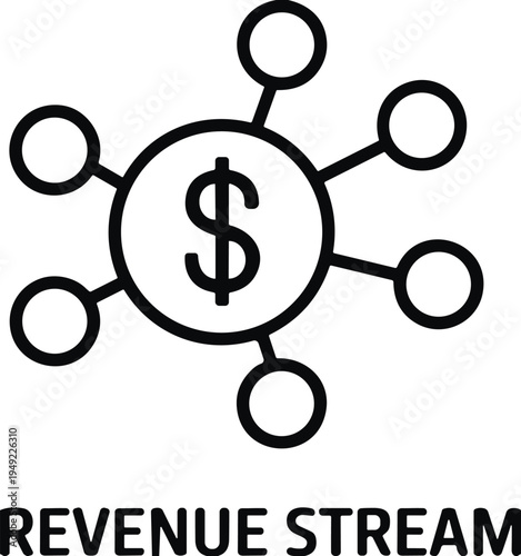 Revenue stream concept icon, business income sources diagram vector, financial growth strategy symbol, money network illustration isolated design