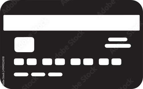 A simple black and white icon illustrating the back side of a modern credit card