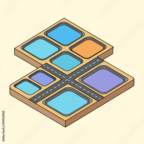 City Block Model with Buildings and Roads.