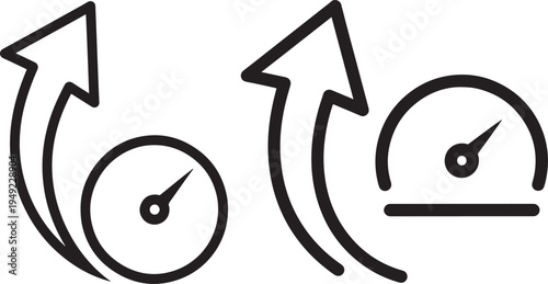 Speed and Performance Boost Icons for Business Growth, Data Optimization, and Progress Concepts, Arrow Up, Line Art, Graphic Element, Web Icon, Black White, App Icon