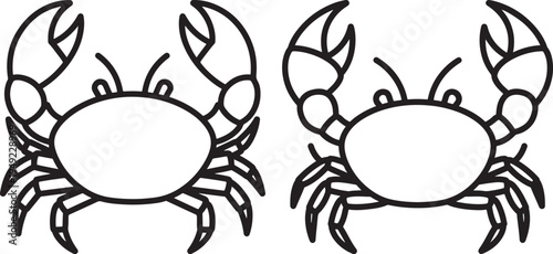 Minimalist Crab Icons for Seafood Cuisine, Ocean Life, and Marine Animal Designs, Sea Animal, Line Art, Graphic Element, Web Icon, Black White, App Icon, Underwater Creature