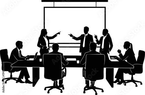 Business Team Meeting Silhouette Vector