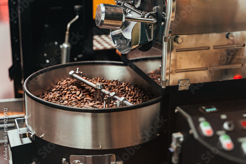 Cacao Beans Roasting In Industrial Roaster