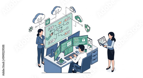 Team Monitoring Cloud Network Security with Centralized Dashboard.