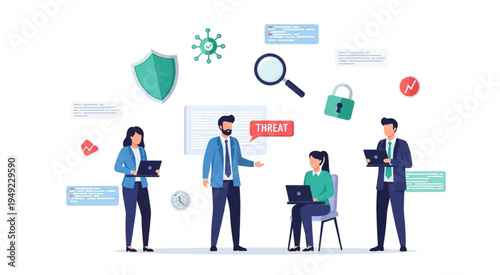 Cybersecurity Team Analyzing Threats and Implementing Security Measures.