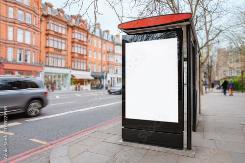 Blank Bus Stop Billboard Mockup On City Street