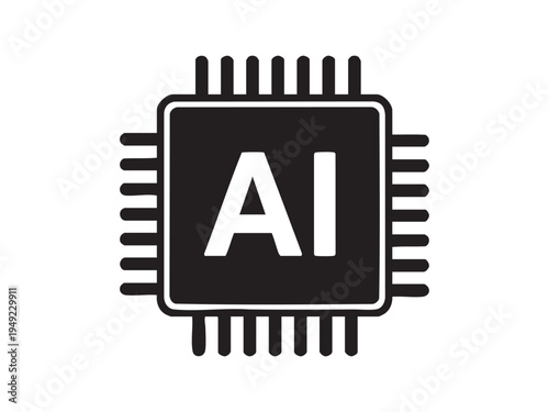 Artificial Intelligence Microchip AI Technology Icon Vector