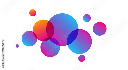 Abstract background featuring overlapping colorful circles, creating a sense of depth and vibrancy. PNG, isolated on white background