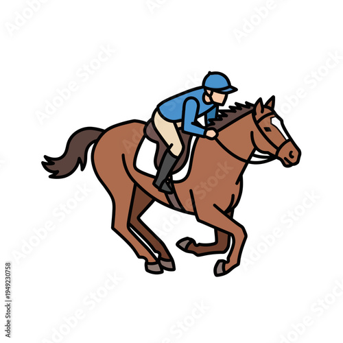 Jockey Riding Horse in Motion.