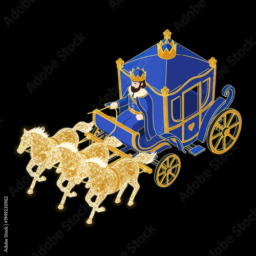 Luxury Carriage with Horses and Royal Rider.