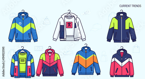 Collection of Modern Sportswear Jackets and Hoodies.