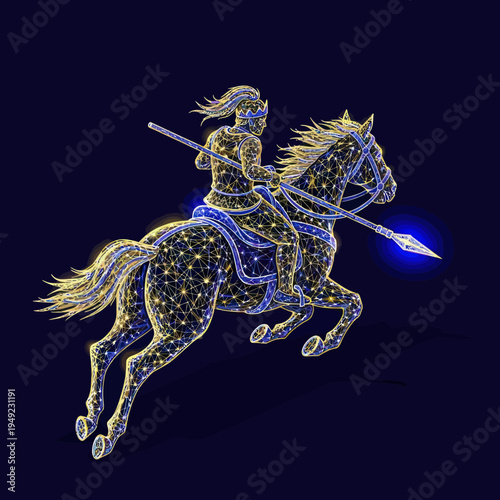 Constellation of Centaur Riding Horse with Spear.