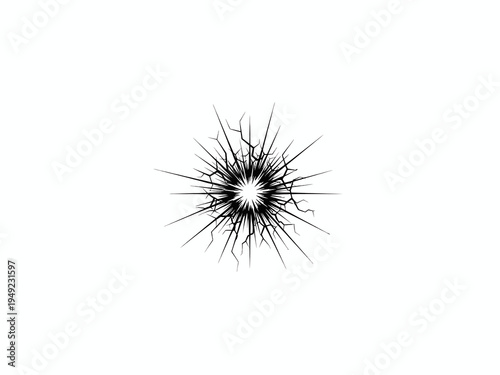 Shattered Glass Crack Impact Pattern Isolated on White