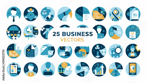 Collection of twenty five modern flat design business vector icons