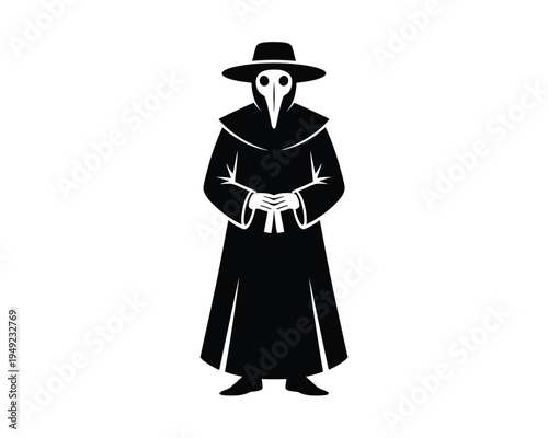 Black silhouette of a plague doctor