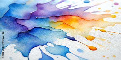 Abstract watercolor background featuring blue and green paint splashes and artistic ink textures on a grunge paper pattern for a colorful wallpaper design