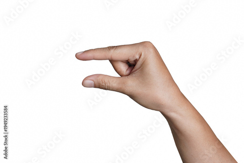 Billede på lærred Right Hand holding a little bit of something, isolated on white background
