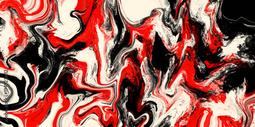 Red black and white abstract vector marble texture with liquid swirl patterns. This elegant fluid flow background features dynamic ink ripples and artistic marbling effects for modern graphic designs.