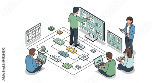 Collaborative Team Working on a Complex System Design.