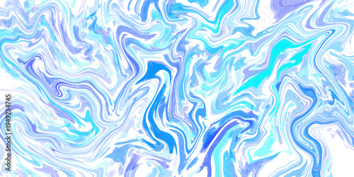 Artistic liquid swirl pattern with cool blue and cyan ripples creates dynamic marbling effects. Elegant abstract vector marble texture background for modern creative backdrops and fresh digital design