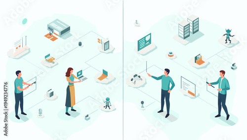 This illustrative image portrays a professional presenting a plan or strategy, ideal for business reports, marketing materials, or website visuals con