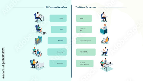 A calm and minimalist illustration depicting individuals focused on their work. Ideal for conveying concepts of productivity, modern office life, or r