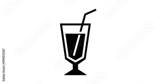 Black Cocktail with Straw.