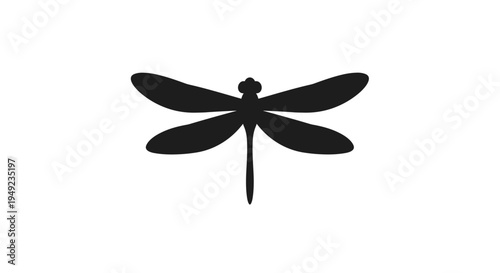 Black dragonfly simple silhouette icon.