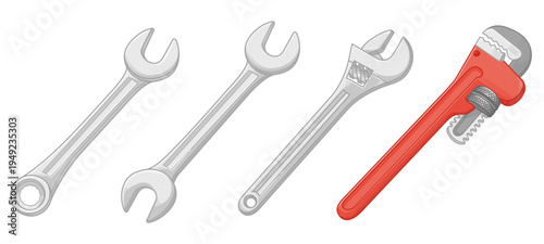 Cartoon Wrench Automotive Garage Service Spanner