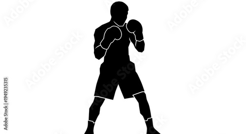 Boxer in fighting stance silhouette.