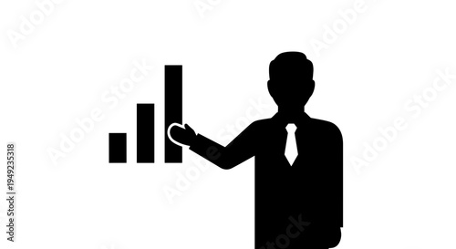 Businessman presenting bar chart graph.