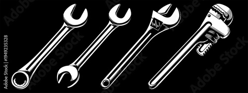 Silhouette Wrench Automotive Spanner Negative Shape