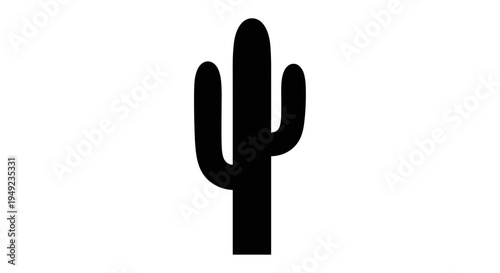 Cactus Plant Black Silhouette Icon.