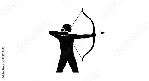Man aiming a bow and arrow.