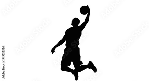 Man playing basketball silhouette.
