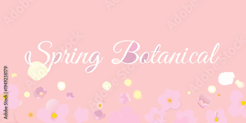 Spring botanical illustration with delicate floral elements and a soft pink hue