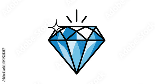 Blue Diamond Gemstone Illustration.