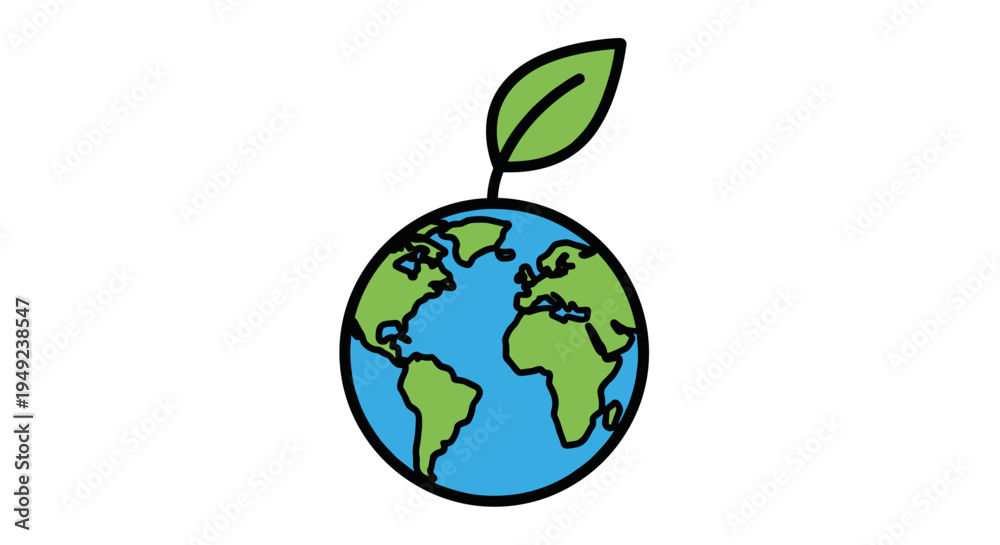 Obraz premium Earth with green leaf globe.