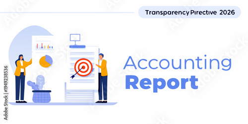 Business professionals analyze data and reports with accounting visualizations